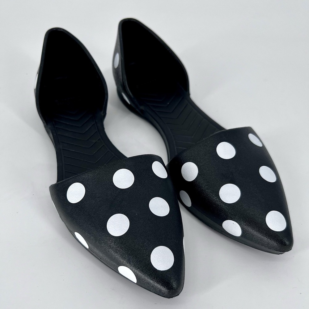 Native Audrey Women's 8 Black/White Polka Dot Flats Lightweight Casual Shoe